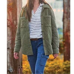 $119 Womens G.H.BASS Utility FIELD Quilted ARMY OLIVE Green BARN Jacket Sz M